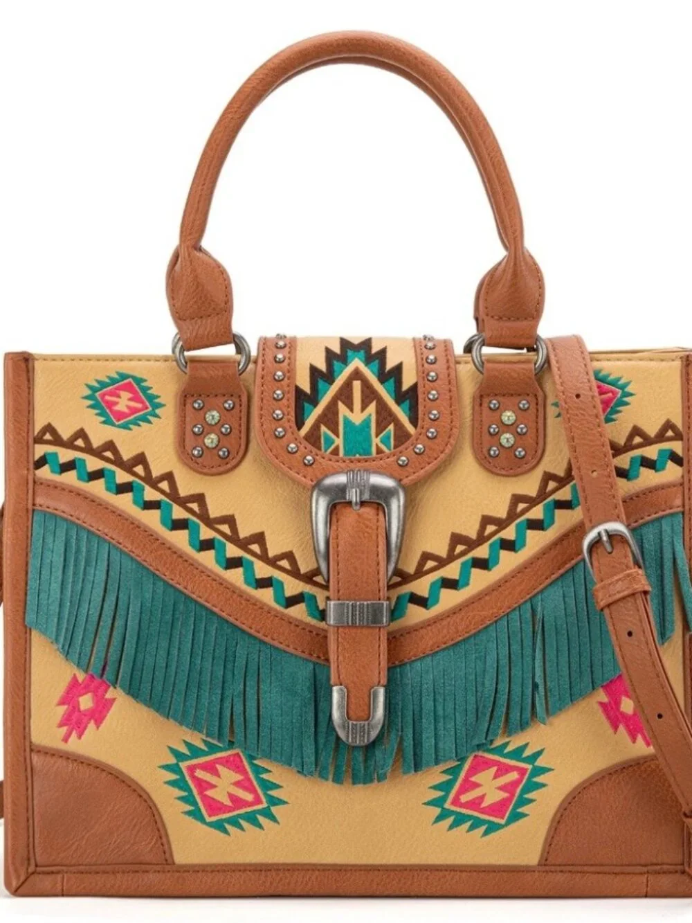 Montana West Buckle Collection Concealed Carry Tote With Wallet NWT Brown